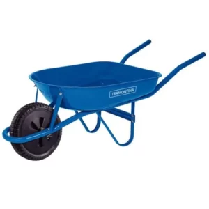 Tramontina Wheelbarrow with Blue Metallic Shallow Bucket 50 L, Metallic Arm and Solid Tire