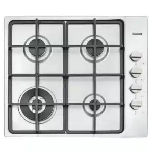 Tramontina Square Stainless Steel Gas Cooktop with Cast Iron Trimmers and Superautomatic 4 Burner Ignition