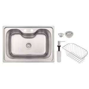 Tramontina Morgana 60 FX Overlay Basin in Satin Stainless Steel with Valve, Soap Dispenser and Basket 69x49 cm