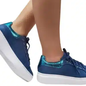 Turquoise Sapphire Suede Sneakers Code 1454